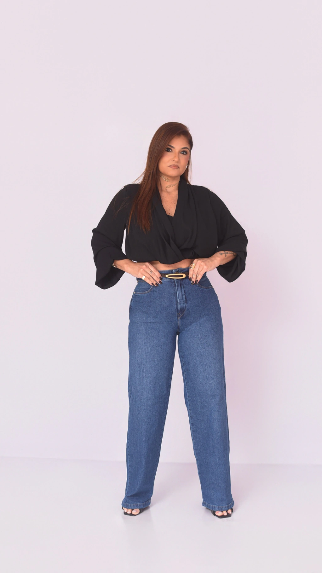 Calça Wide Leg Cintura Alta